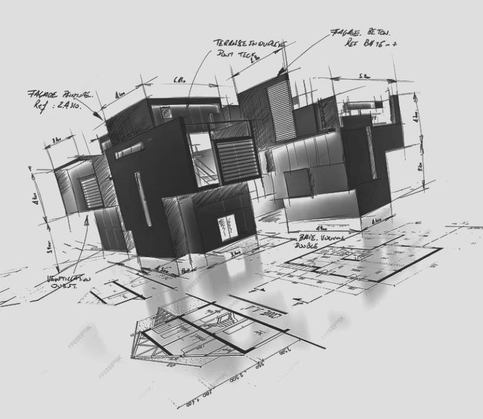 Engineering drawing of a building