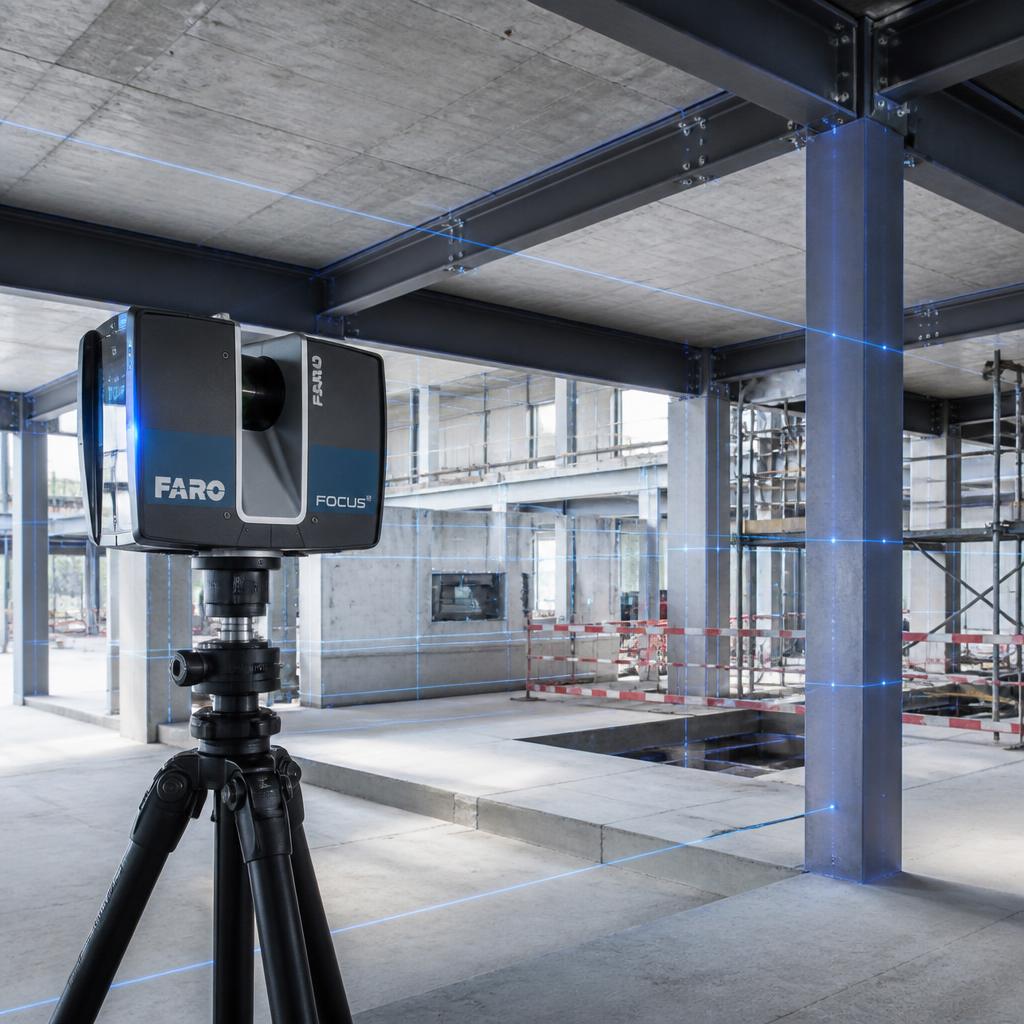 3D laser scanner measuring structural geometry on site